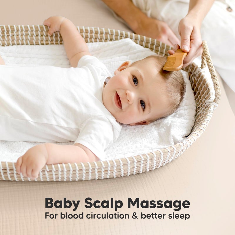 KeaBabies Baby Hair Brush and Comb Set for Newborn - Wooden Baby Hair Brush Set with Soft Goat Bristle, Baby Brush Set for Newborns Baby Brush and Comb Set Girl, Boy, Toddler Cradle Cap Brush (Oval, Walnut) - Image 5