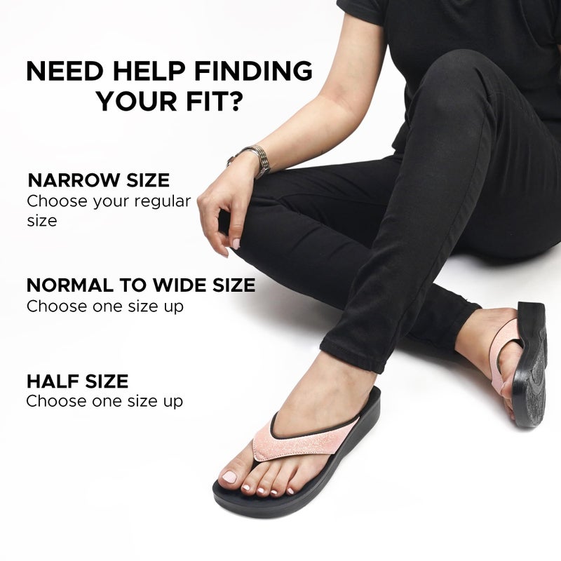 AEROTHOTIC Comfy Flip Flops for Women with Arch Support Orthotic Footbed Stylish Faux Leather Padded Straps with Soft Toe Post & Non-Slip Sole Slip On Casual Indoor and Outdoor Ladies Sandals (Crystal Rose Gold, Size 10) - Image 3