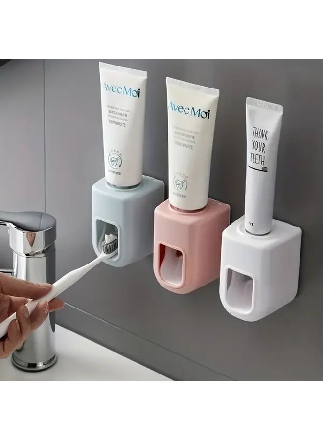 White Automatic Toothpaste Dispenser Wall Mounted Squeezer Bathroom Accessory - Image 1
