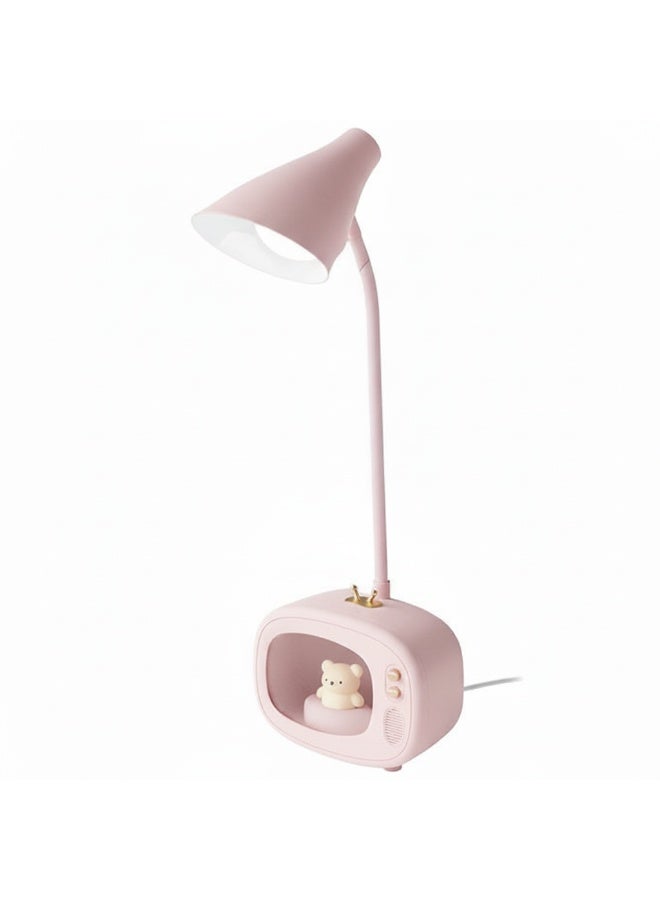 A small pink LCD electronic clock that displays the time, date, indoor temperature (-9.9 to 50 degrees Celsius), alarm with a 5-minute "snooze", supports 12/24 hours, ideal for the office, bedroom or kitchen with a stylish and simple design. & Rechargeable LED desk lamp with decorative touch screen Bundle - Image 3