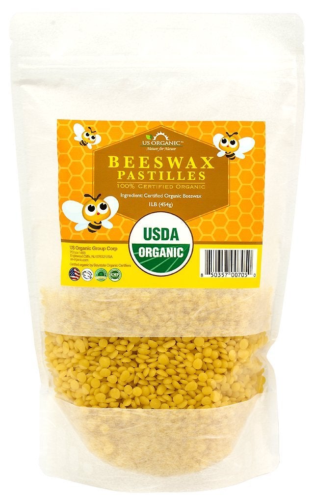 US Organic US Organic Beeswax 100% Pure Yellow Pastilles, USDA Certified, for DIY Candle, Lip Balm, Body Cream, Lotion, Deodorant, Crayon, and Many More uses. 16 oz (Large)  - Image 1