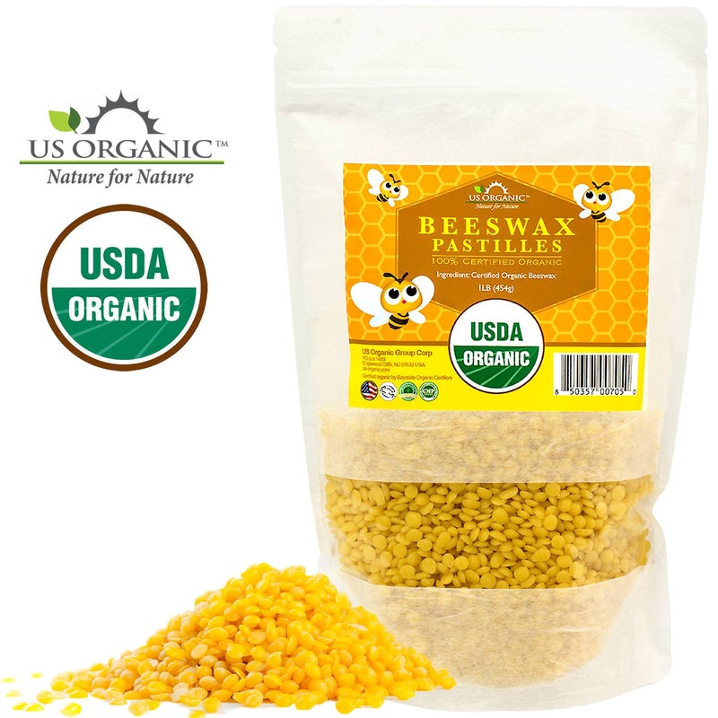 US Organic US Organic Beeswax 100% Pure Yellow Pastilles, USDA Certified, for DIY Candle, Lip Balm, Body Cream, Lotion, Deodorant, Crayon, and Many More uses. 16 oz (Large)  - Image 3
