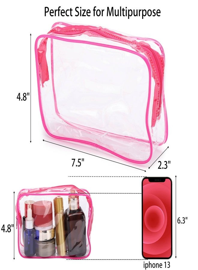 Tbestmax 20 Pack Clear Cosmetic Bags Makeup Bags Portable Waterproof Travel Toiletry Bags Organizer Rose Red, 7.5"x 4.8"x 2.3" - Image 4