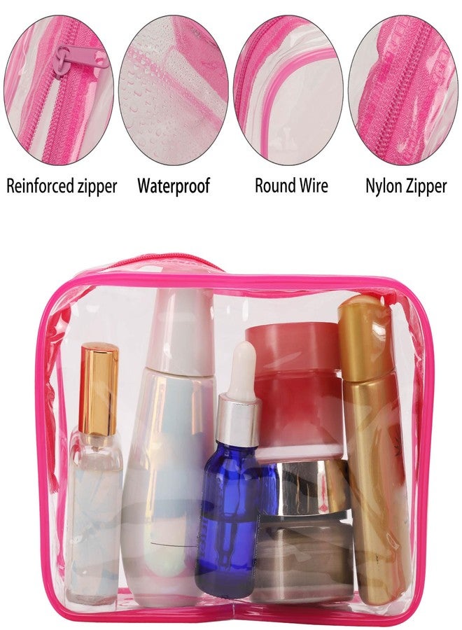 Tbestmax 20 Pack Clear Cosmetic Bags Makeup Bags Portable Waterproof Travel Toiletry Bags Organizer Rose Red, 7.5"x 4.8"x 2.3" - Image 2