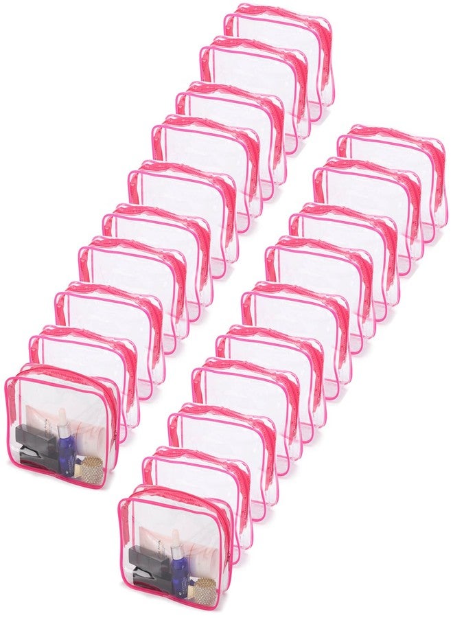 Tbestmax 20 Pack Clear Cosmetic Bags Makeup Bags Portable Waterproof Travel Toiletry Bags Organizer Rose Red, 7.5"x 4.8"x 2.3" - Image 1