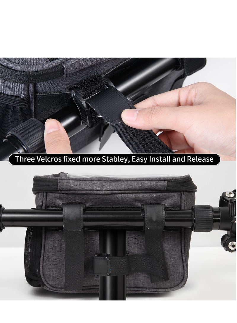 Excefore EXCEFORE Bike Handlebar Bag, Front Frame Bag, Large Bicycle Front Storage Pouch Bag, 6.5 inch Transparent Pouch with Shoulder Strapfor Road Mountain Bike Cycling Travel (Black) - Image 3