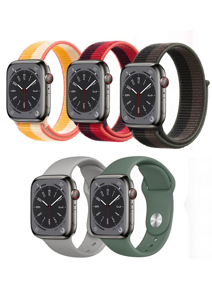 Perfii 5pcs Watch Bands Replacement for Apple Watch Strap Compatible with Apple Watch 42/41/40/38mm Series 10/9/8/7/6/5/4/SE - Image 1