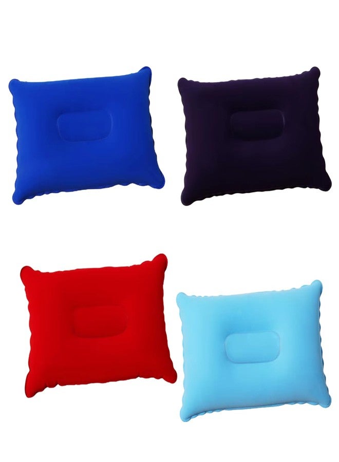 GUJISH Air Inflatable Travel Pillow - Rectangular 34x22 CM Velvet | Compact, Lightweight & Ergonomic Neck & Head Support Cushion Airplane, Car, Train, Office Camping | Portabl Easy Inflate-Multi Color - Image 1
