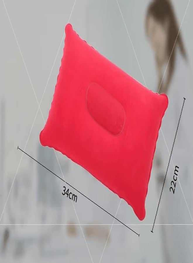 GUJISH Air Inflatable Travel Pillow - Rectangular 34x22 CM Velvet | Compact, Lightweight & Ergonomic Neck & Head Support Cushion Airplane, Car, Train, Office Camping | Portabl Easy Inflate-Multi Color - Image 4