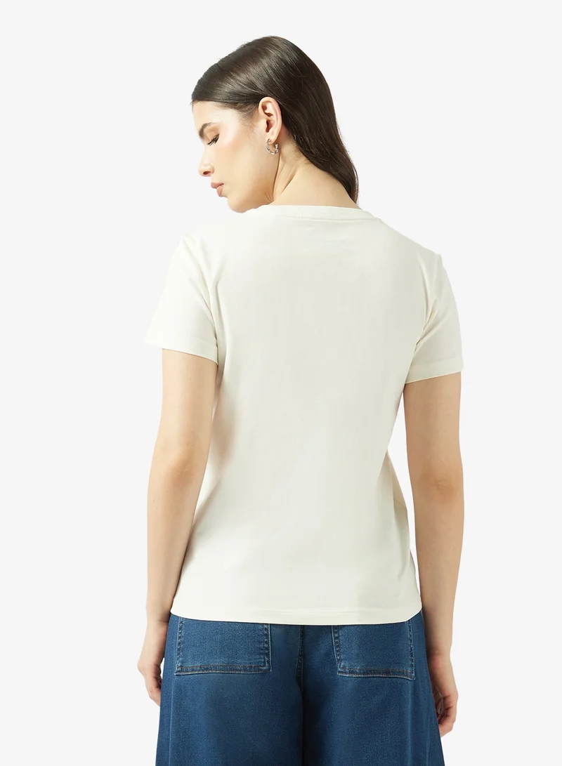 Guess  Short Sleeve Crew Neck Star Embroidered T-Shirt for Women | Best Price UAE