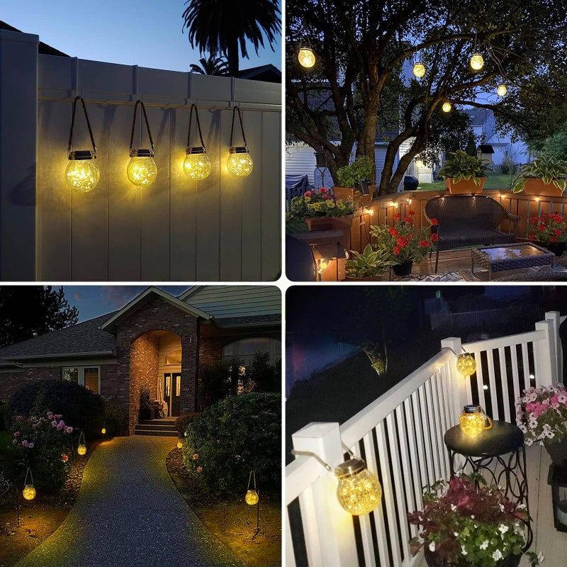 ROSHWEY 4 Pack Solar Lanterns Outdoor Waterproof, Gifts for Women 30 LED Garden Decor Hanging Solar Lights Decorative Backyard Decorative Lighting for Patio Trees Pathway Yard - Image 3