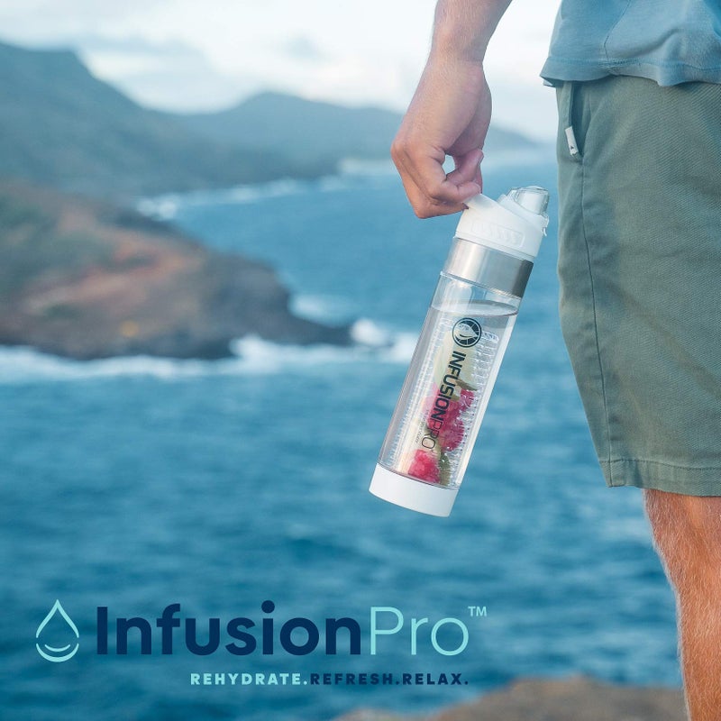 Infusion Pro 24 oz Fruit Infuser Water Bottle, 2 Pack, Flip Top Lid, Insulated Sleeve & Fruit Infused Water eBook : Bottom Loading Infuser - Image 3