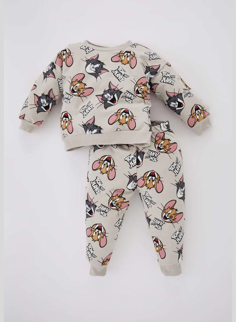 DeFacto 2 Pack BabyBoy Tom & Jerry Licenced Regular Fit Bike Neck Long Sleeve Knitted Set