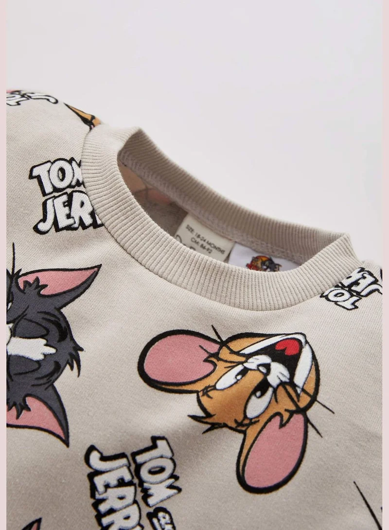 DeFacto 2 Pack BabyBoy Tom & Jerry Licenced Regular Fit Bike Neck Long Sleeve Knitted Set