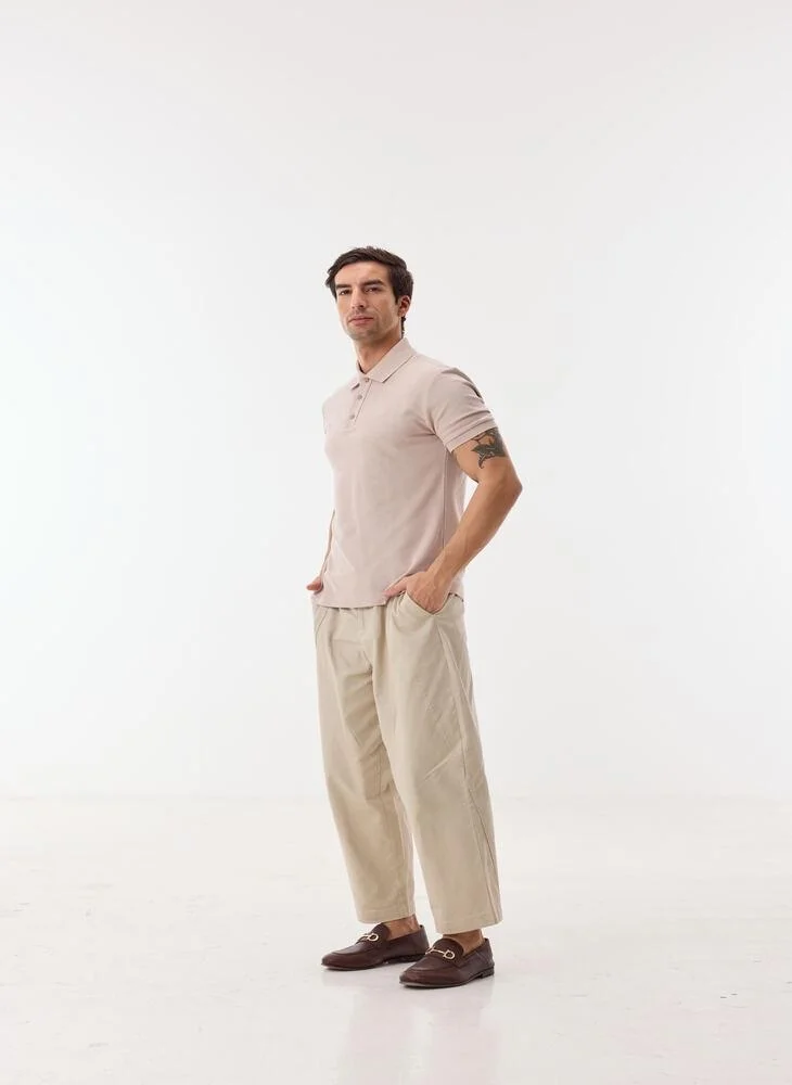 أشيتا فرنانديز Emon Men’s Beige Cotton Blend Pants – Relaxed Fit, Full Length, Lightweight Smart Casual Trousers
