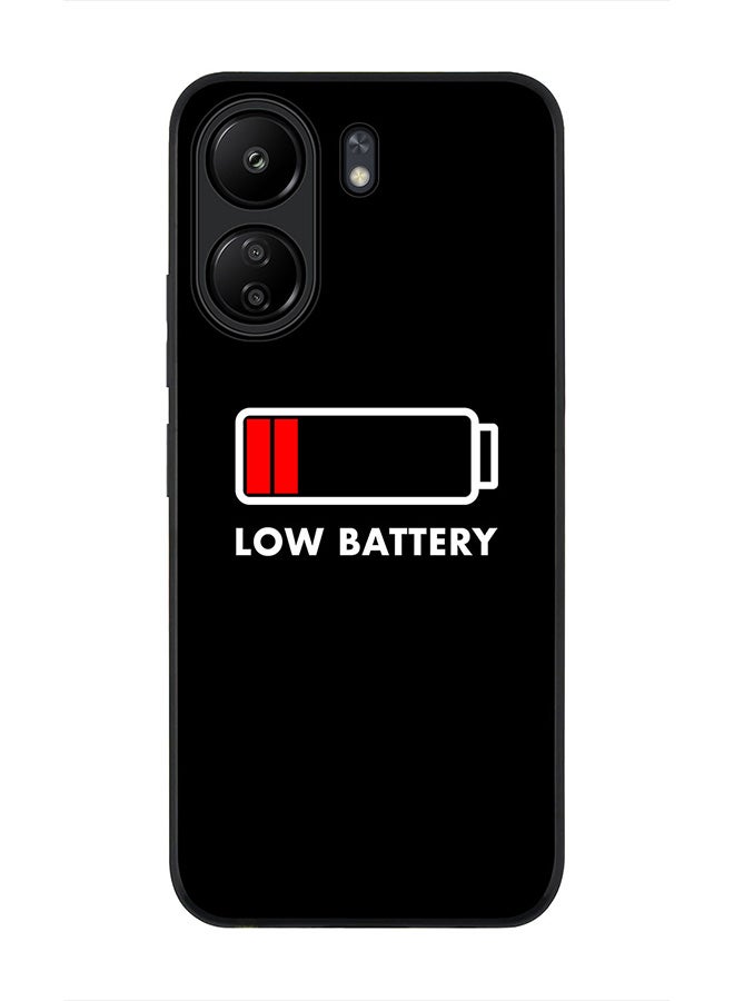 Stylizedd Rugged Black Edge Case for Xiaomi Redmi 13C 4G, Slim fit Soft Case Flexible Rubber Edges Anti Drop TPU Gel Thin Cover - Low Battery - Image 1