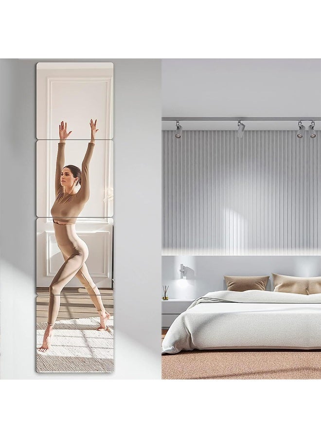 DUNISO 4 Pcs Glass Mirror Tiles, Square Full Length Wall Mirror, Frameless Peel & Stick Mirror，Waterproof，High-definition, Easy to Install，for Bedroom,Home Gym, Closet, Door，30*30cm  - Image 1