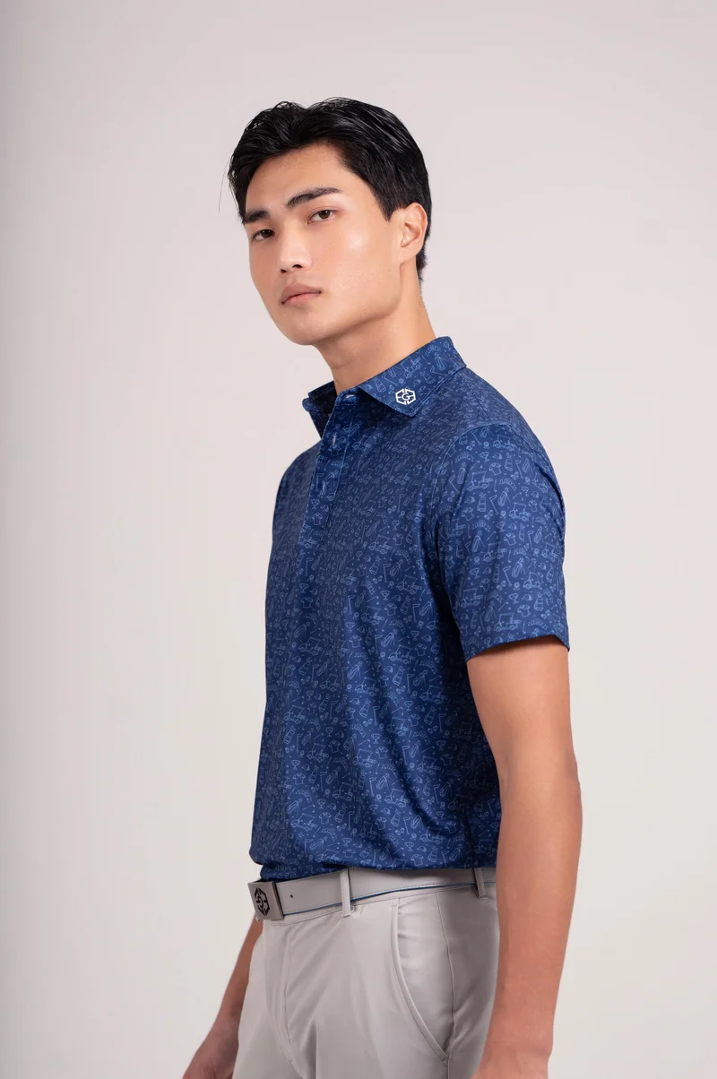 EGL EGL Men's Golf Polo T-Shirt - Navy Blue - Short Sleeve - Lightweight Performance Sportswear