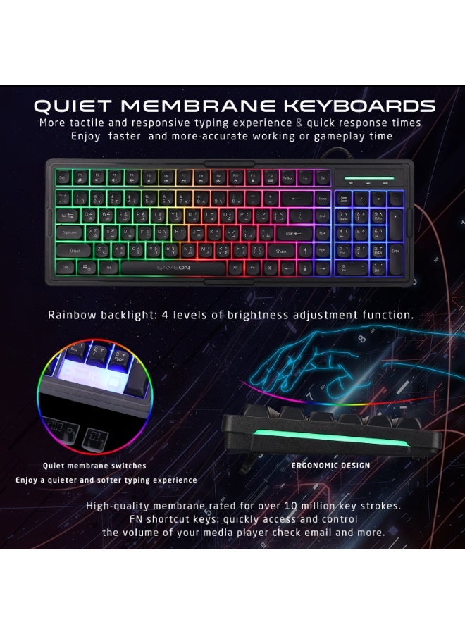 GAMEON Cypher XL All-In-One Gaming Combo Set, Keyboard, Mouse, Headset & Mousepad, 3600 DPI, Static RGB, 20Hz-20KHz, USB 2.0, PS4 PS5 Xbox PC Compatible black - Image 4