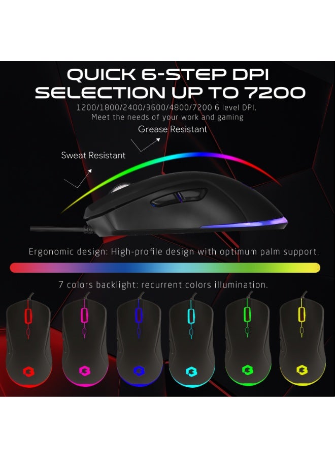 GAMEON Cypher XL All-In-One Gaming Combo Set, Keyboard, Mouse, Headset & Mousepad, 3600 DPI, Static RGB, 20Hz-20KHz, USB 2.0, PS4 PS5 Xbox PC Compatible black - Image 5