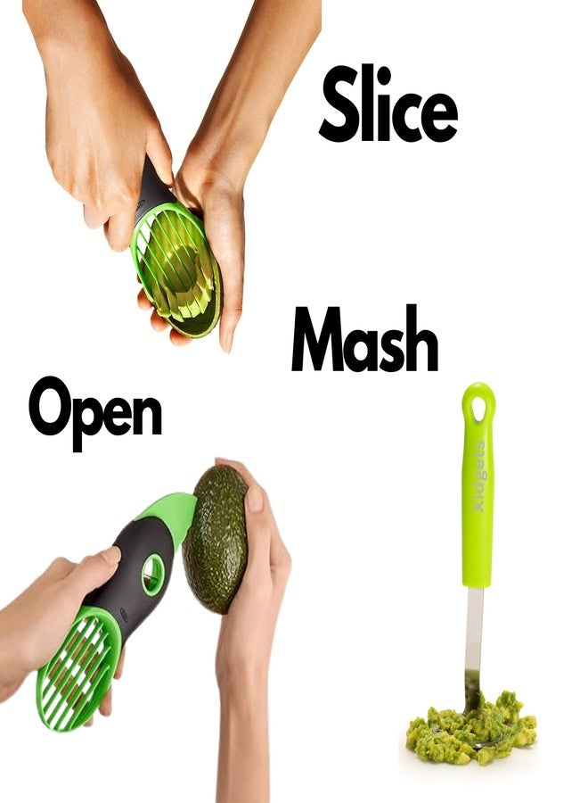 Xidgets 2pc Avocado Tool Set in Box - 3-in-1 Avocado Slicer with Cutter & Pit Remover + Mini Masher - Kitchen Utensil Gift Set for Guacamole Lovers by Xidgets (Zippy Green/Zippy Green) - Image 4