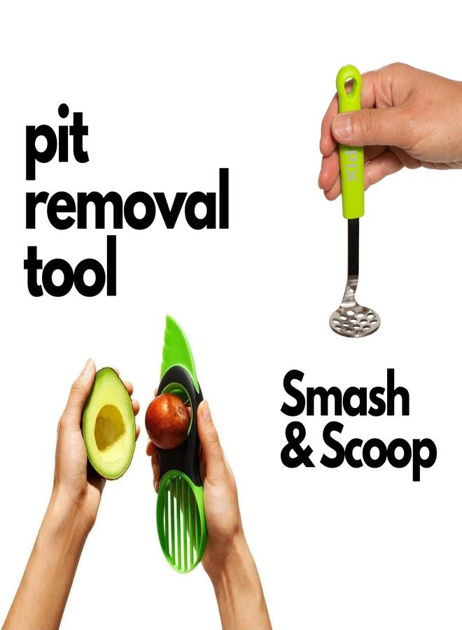 Xidgets 2pc Avocado Tool Set in Box - 3-in-1 Avocado Slicer with Cutter & Pit Remover + Mini Masher - Kitchen Utensil Gift Set for Guacamole Lovers by Xidgets (Zippy Green/Zippy Green) - Image 3