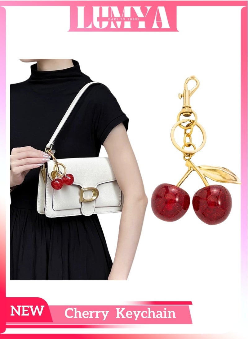 لوميا تعليقة حقيبة على شكل كرز مع ميدالية مفاتيح, إكسسوارات كرز لطيفة, ميدالية حقيبة لامعة للنساء, ميدالية مفاتيح للسيارة, حقيبة يد, محفظة, حقيبة ظهر, هدايا (٦٫٢سم × ١٢٫١سم) - Image 1