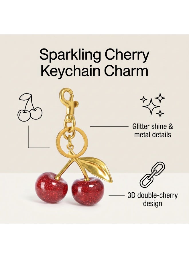 LUMYA Cherry Bag Charm Keychain, Cute Cherry Accessories, Sparkling Purse Charms Keychain for Women, Car Bag Keychain Accessories, Handbags Wallets Backpacks Gifts(6.2cm x 12.1cm) - Image 3