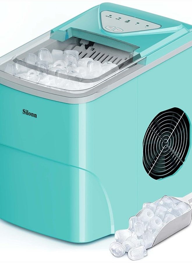 Silonn Ice Makers Countertop, 9 Cubes Ready in 6 Mins, 26lbs in 24Hrs, Self-Cleaning Ice Machine with Ice Scoop and Basket, 2 Sizes of Bullet Ice for Home Kitchen Office Bar Party  - Image 1