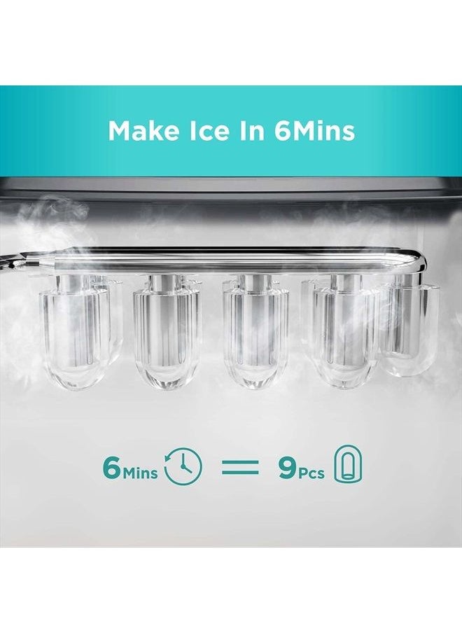 Silonn Ice Makers Countertop, 9 Cubes Ready in 6 Mins, 26lbs in 24Hrs, Self-Cleaning Ice Machine with Ice Scoop and Basket, 2 Sizes of Bullet Ice for Home Kitchen Office Bar Party  - Image 3