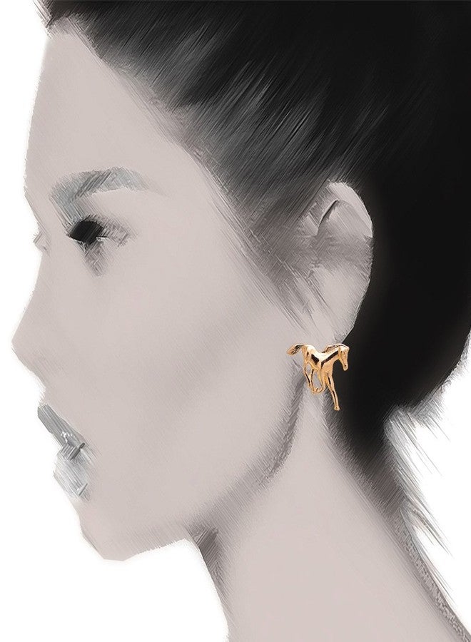 Spinningdaisy Wild Mustang Horse Earrings (Gold Plated) - Image 3