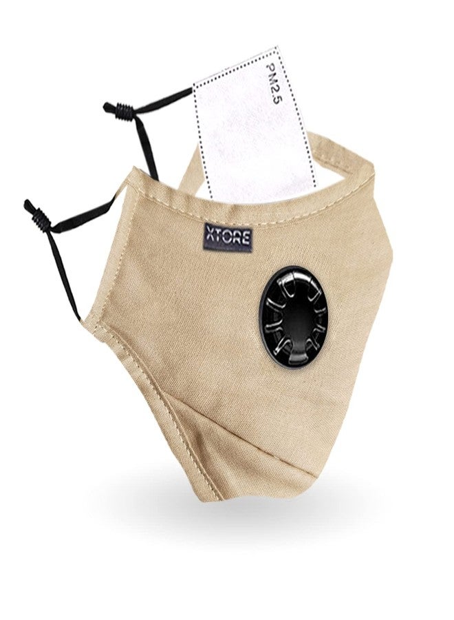 Xtore N-95 FDA CE Certified Antipollution mask | Reusable | Washable | Pack of 1 (Khaki Brown) - Image 1