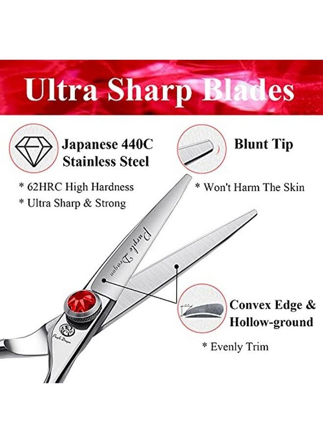 Purple Dragon - 4.5/5.0 Inch Silver Barber Hair Cutting Scissors/Shears With Bag Perfect For Professional Hairstylist Hairdresser (5.0 Inch) - Image 1