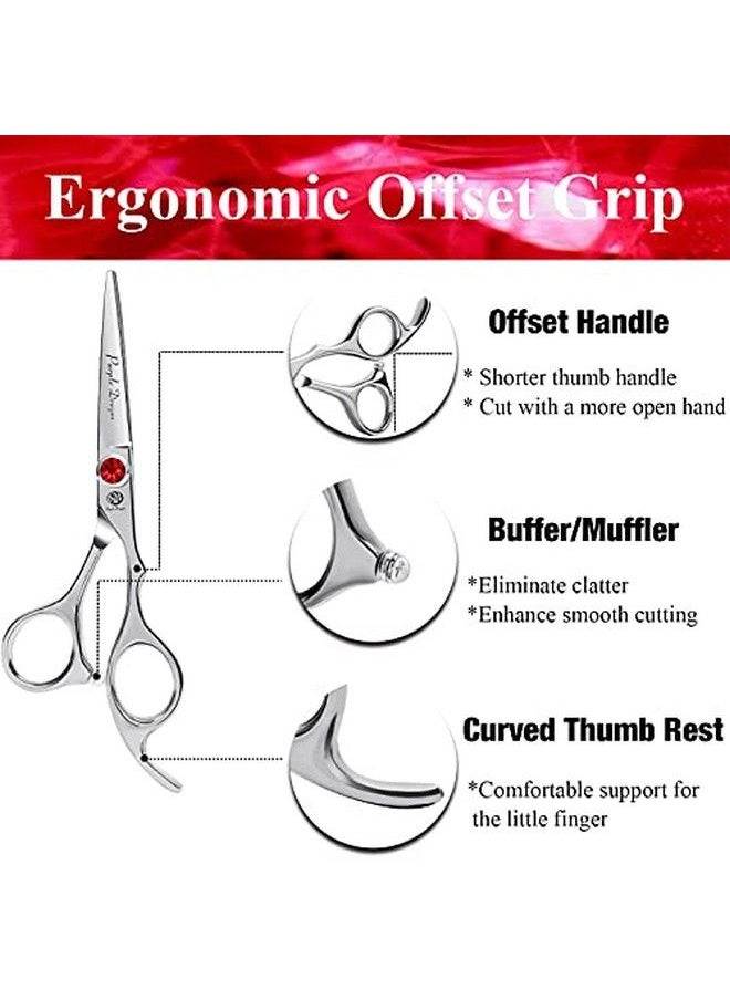 Purple Dragon - 4.5/5.0 Inch Silver Barber Hair Cutting Scissors/Shears With Bag Perfect For Professional Hairstylist Hairdresser (5.0 Inch) - Image 1