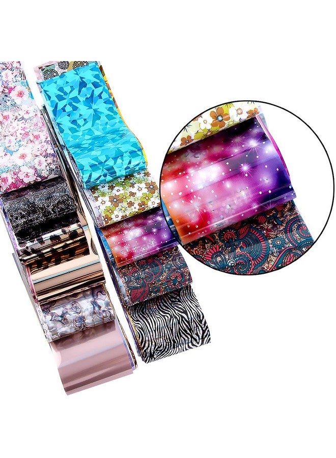 Duufin 300 Sheets Nail Foils Nail Art Transfer Foil Stickers Laser Flower Color Sheet Adhesive Stickers Paper Starry Sky Stars Black White Lace Design For Nail Art Diy Decoration - Image 3