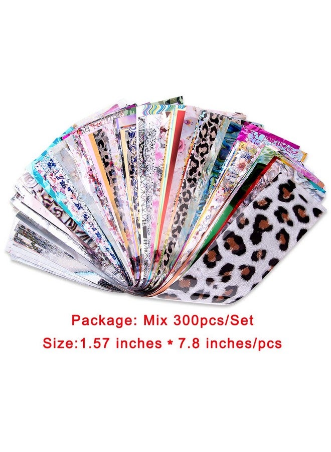 Duufin 300 Sheets Nail Foils Nail Art Transfer Foil Stickers Laser Flower Color Sheet Adhesive Stickers Paper Starry Sky Stars Black White Lace Design For Nail Art Diy Decoration - Image 2