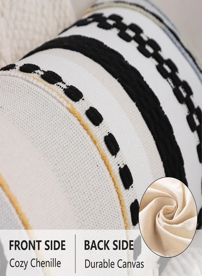 Tosleo Boho Lumbar Throw Pillow Cover 14x36 Long Body Lumbar Decorative Pillow Case Accent Chenille Striped Pillowcase Farmhouse Cushion Case Nuetral Textured Pillow Cover Beige and Black (1 Piece) - Image 2