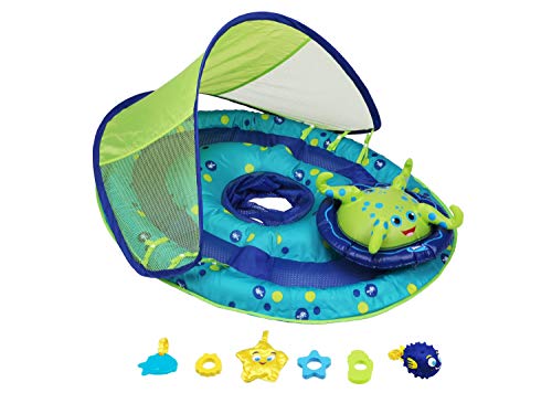 SwimWays 9 to 24 Months Step 1 Inflatable Baby Spring Pool Float Activity Center with Adjustable UPF 50 Sun Canopy Toys Octopus - Image 1
