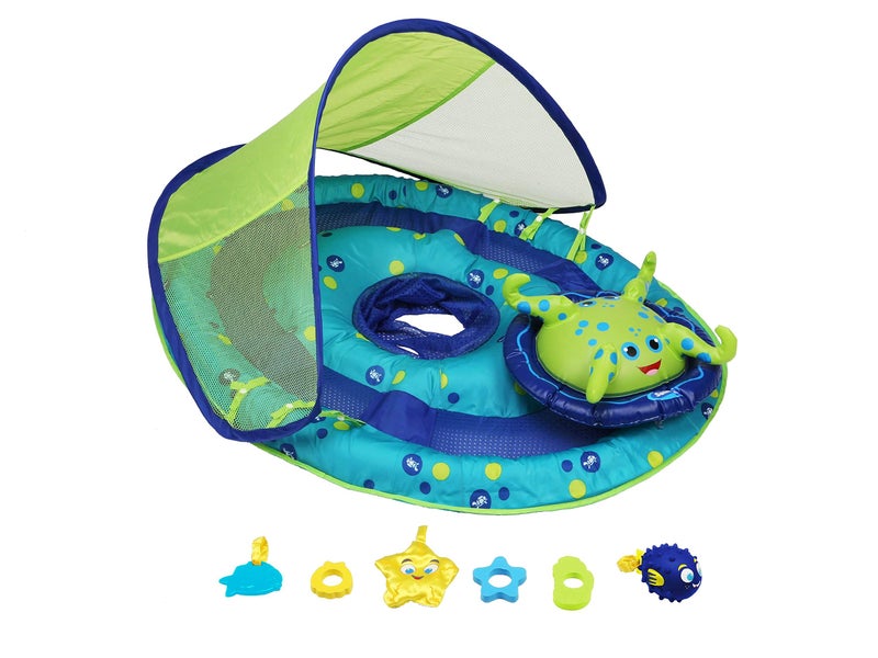 SwimWays 9 to 24 Months Step 1 Inflatable Baby Spring Pool Float Activity Center with Adjustable UPF 50 Sun Canopy Toys Octopus - Image 2