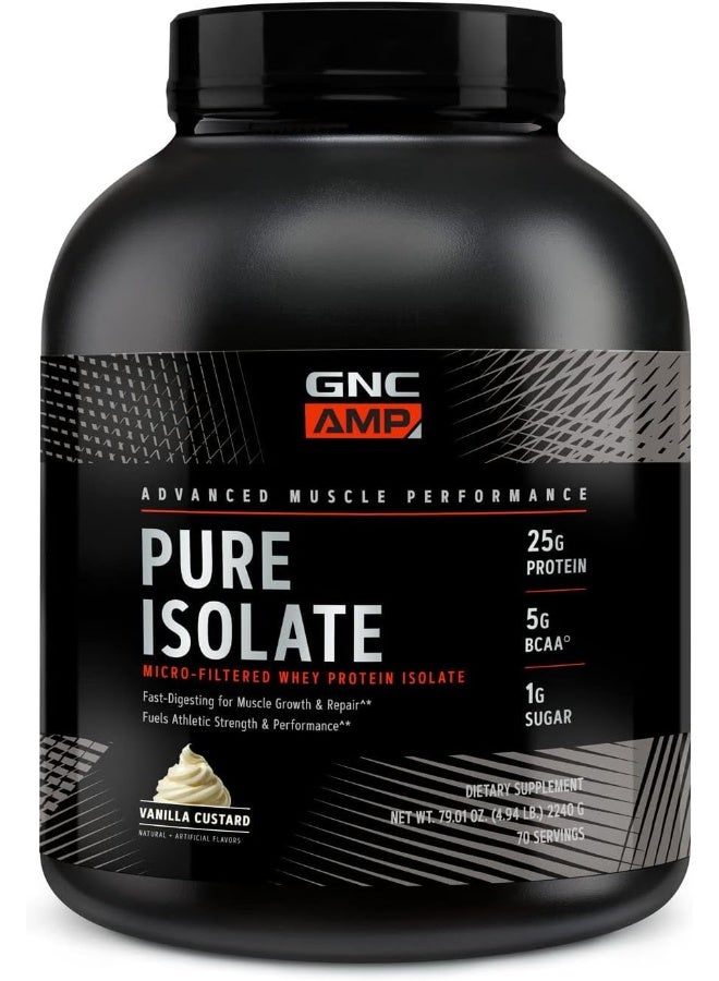 GNC AMP Pure Isolate Fuels Athletic Strength, Performance And Muscle Growth Vanilla Custard 70 Servings  - Image 1