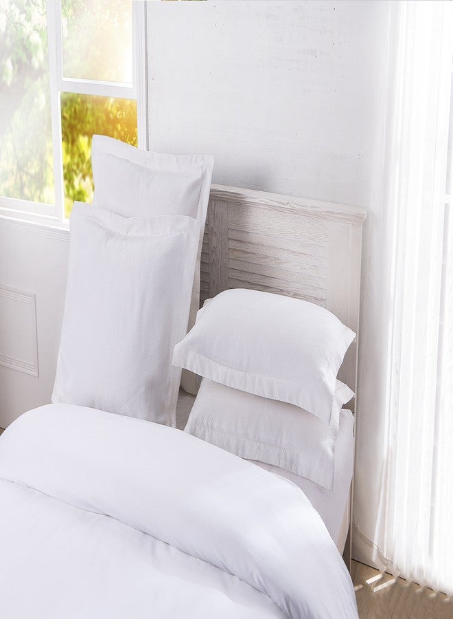 DreamSpace Quilted Pillow Shams Diamond Pattern Matelasse Tailored (2 Pack), Standard, White - Image 2