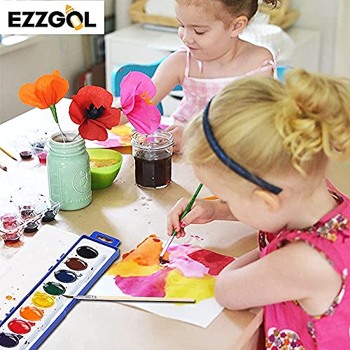Ezzgol Watercolor Paint Sets Bulk Pack of 24, Ezzgol 8 Colors Washable Paint Sets for Kids, Quality Water Color Wooden Brushes, Perfect for Preschool Classroom - Image 3
