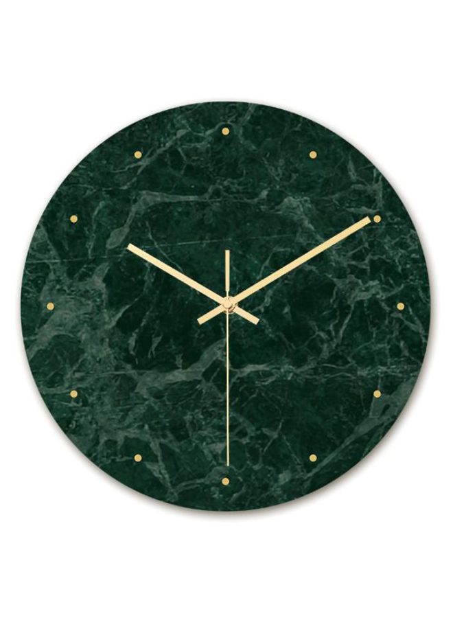 NIBEMINENT Luxury Marble Pattern Round Shaped Wall Clock Green/Gold 32 x 32cm