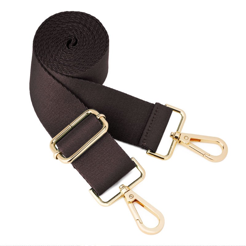 Coffee Nylon Shoulder Strap 80-140cm Adjustable Canvas Crossbody Bag Replacement Strap - Durable 3.8cm Width with Light Gold Buckle for Single Shoulder Bags - Image 1