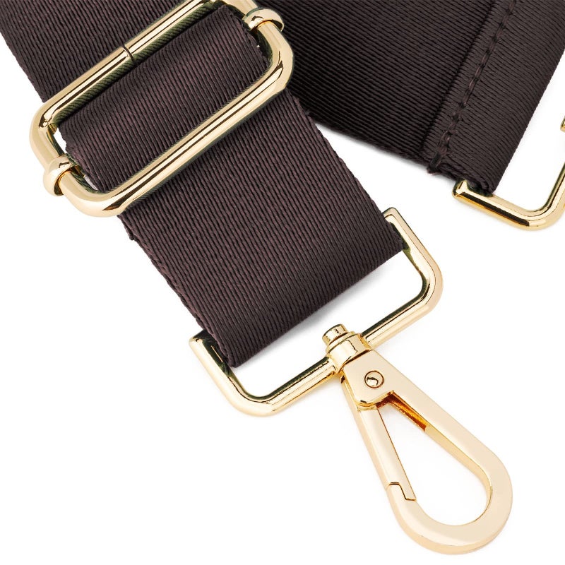 Coffee Nylon Shoulder Strap 80-140cm Adjustable Canvas Crossbody Bag Replacement Strap - Durable 3.8cm Width with Light Gold Buckle for Single Shoulder Bags - Image 2