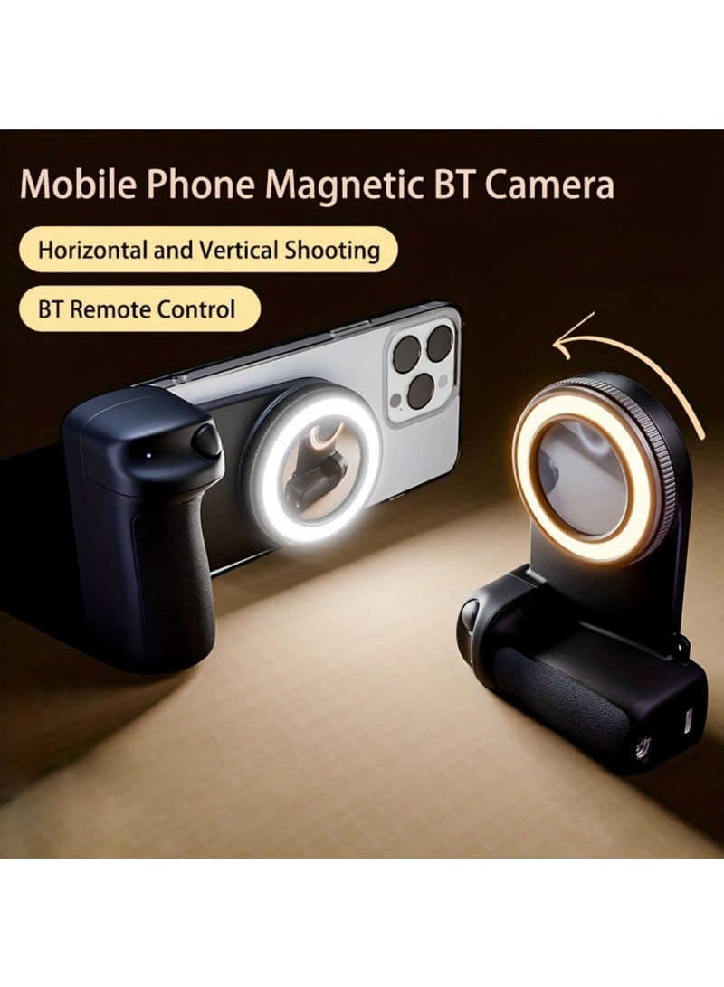 Magnetic Selfie Ring Light, Rechargeable LED Fill Light, Snap Grip with Wireless Bluetooth Remote Control for iPhone, Smartphone Camera Handle, Video Photo Shooting Acccessory Compatible with Magsafe - Image 1