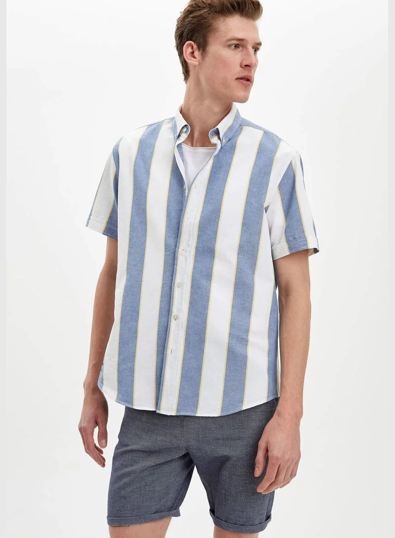 DeFacto Man Woven Top Modern Fit Buttondown Polo Neck Long Sleeve Shirt