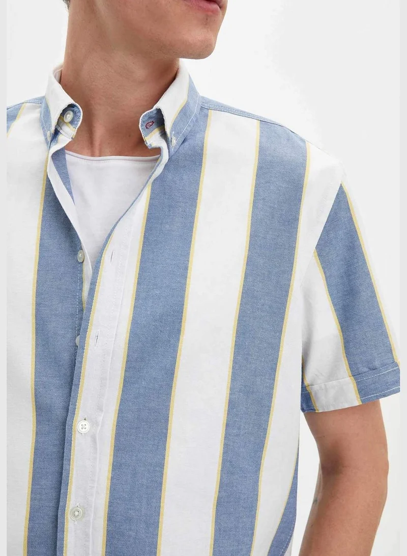 DeFacto Man Woven Top Modern Fit Buttondown Polo Neck Long Sleeve Shirt