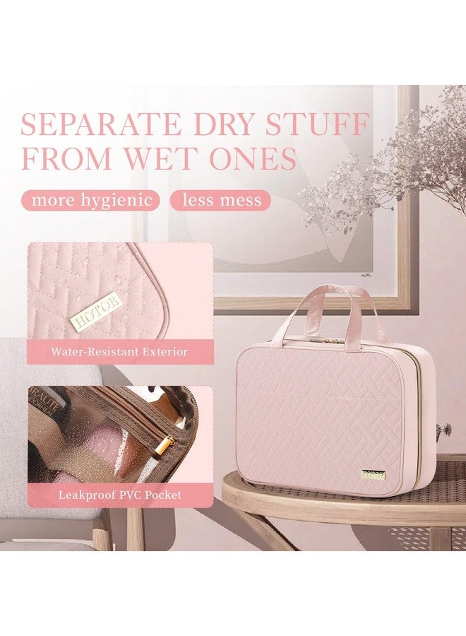 HOTOR Travel Toiletry Bag - Toiletry Bag w/Hanging Hook - Spacious Toiletry Bag for Women & Men, Makeup Bag/Big Comparment, Waterproof for Travel Accessories, Travel Essentials, Large, Pink - Image 4