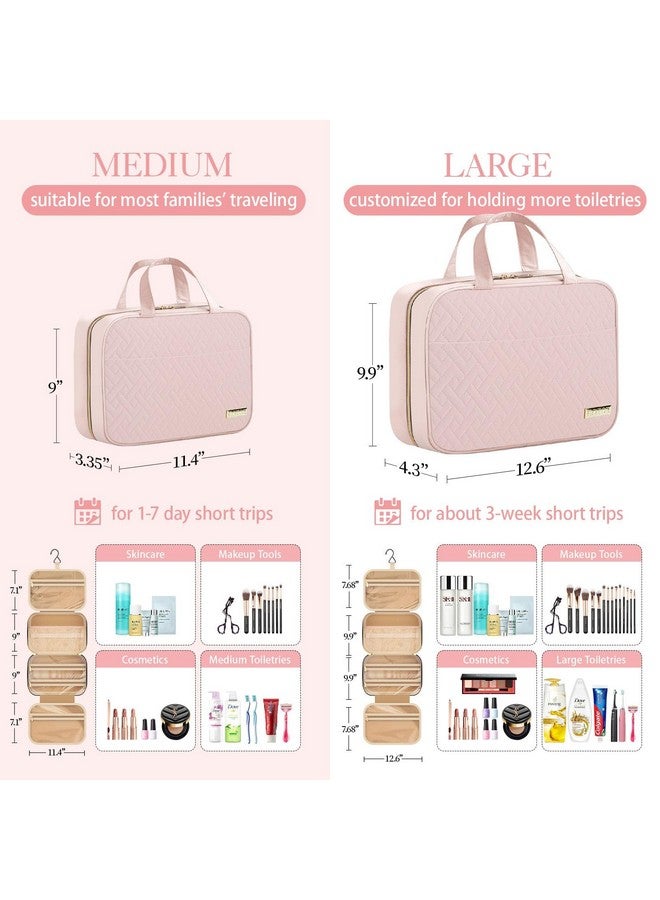 HOTOR Travel Toiletry Bag - Toiletry Bag w/Hanging Hook - Spacious Toiletry Bag for Women & Men, Makeup Bag/Big Comparment, Waterproof for Travel Accessories, Travel Essentials, Large, Pink - Image 2